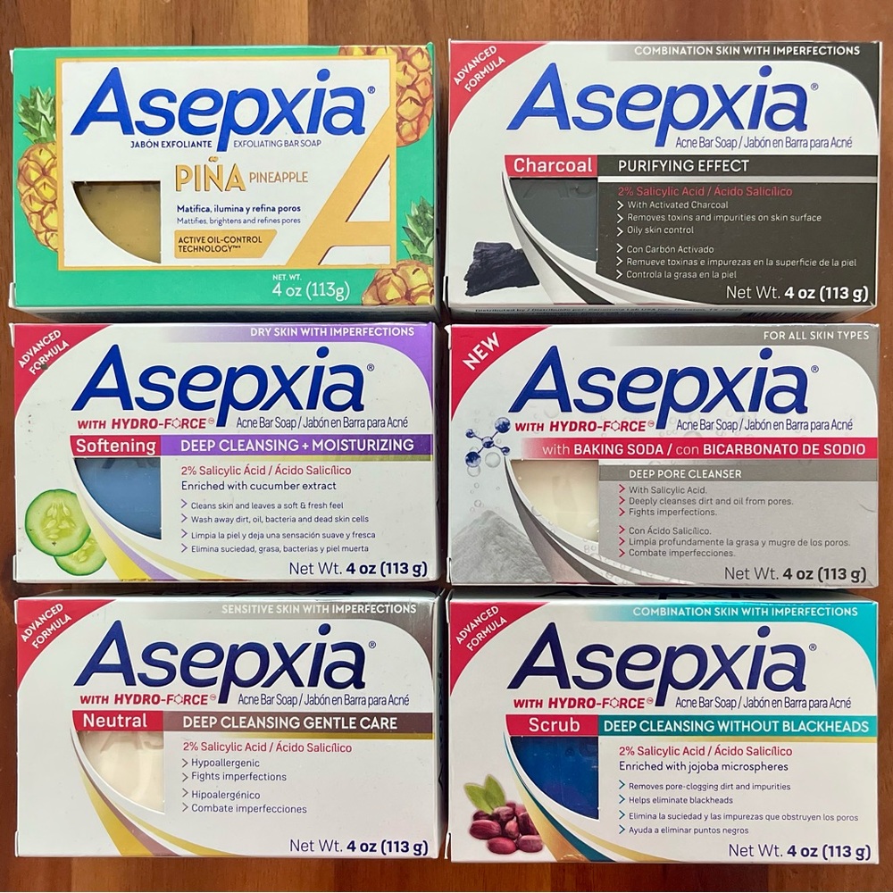 Asepxia Soap - 6 New And Sealed Different Acne Treatment Bars